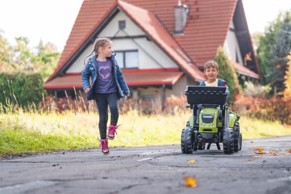 FALK Traktor CLAAS na Pedały z Przyczepą, Łyżką i Spychaczem od 3 Lat - 003