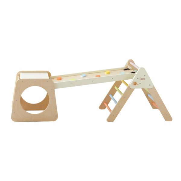 CLASSIC WORLD Drewniany Zestaw Wspinaczkowy Trójkąt Montessori 5w1 - Plac Zabaw Siłownia Indoor dla Dzieci - 006