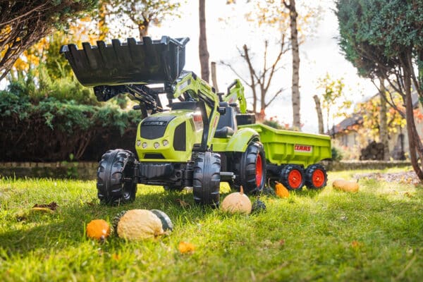 FALK Traktor CLAAS na Pedały z Przyczepą, Łyżką i Spychaczem od 3 Lat - 005