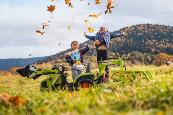 FALK Traktor CLAAS na Pedały z Przyczepą, Łyżką i Spychaczem od 3 Lat - 010