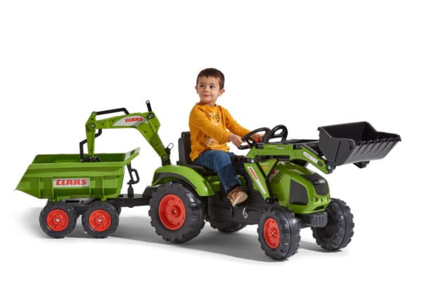 FALK Traktor CLAAS na Pedały z Przyczepą, Łyżką i Spychaczem od 3 Lat - 013