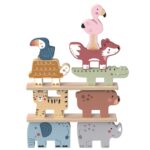 TOOKY TOY Drewniane Klocki Układanka Wieża Stacker Stosy Zwierzątka Montessori 13 el. - 002