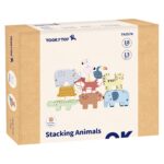 TOOKY TOY Drewniane Klocki Układanka Wieża Stacker Stosy Zwierzątka Montessori 13 el. - 010