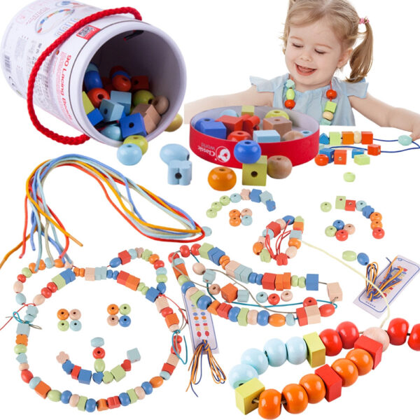 export CLASSIC WORLD Drewniane Koraliki Do Nawlekania 96 elementów