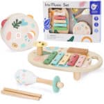 CLASSIC WORLD Zestaw Instrumenty Muzyczne dla Dzieci Cymbałki Bębenek Grzechotka  5 el. - 001