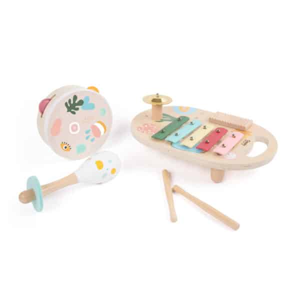 CLASSIC WORLD Zestaw Instrumenty Muzyczne dla Dzieci Cymbałki Bębenek Grzechotka  5 el. - 005