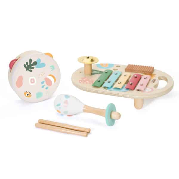 CLASSIC WORLD Zestaw Instrumenty Muzyczne dla Dzieci Cymbałki Bębenek Grzechotka  5 el. - 009