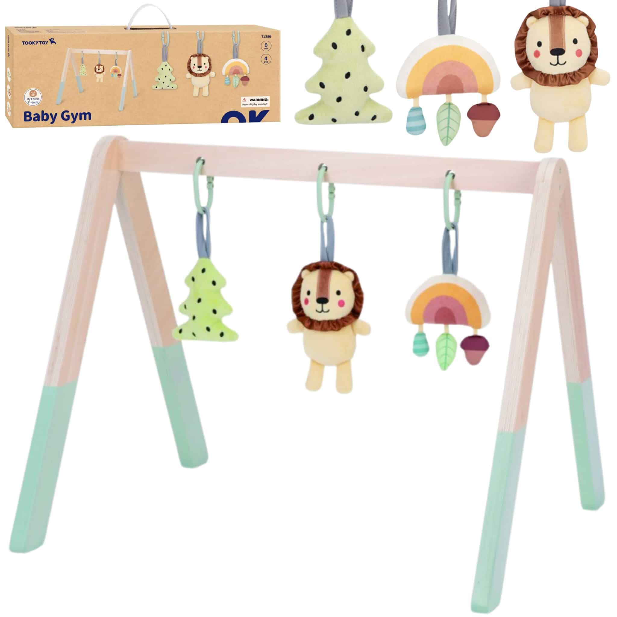 TOOKY TOY Baby Gym Stojak Edukacyjny Gimnastyczny 3 Pluszowe Zawieszki - 001