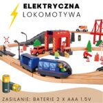 Tooky Toy Drewniana Kolejka Elektryczna Straż Pożarna Efekty Dźwiękowe 70 el. FSC - 004