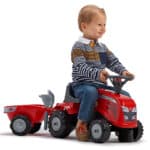 FALK Traktorek Baby Massey Ferguson Czerwony z Przyczepką + akc. od 1-3 lat - 007