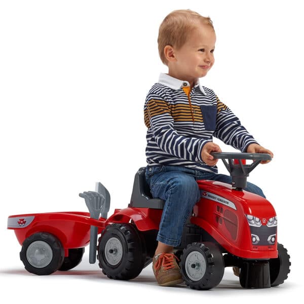 FALK Traktorek Baby Massey Ferguson Czerwony z Przyczepką + akc. od 1-3 lat - 007
