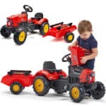 FALK Traktor na Pedały Supercharger z Przyczepą i Otwieraną Maską Czerwony 2-5 lat - 001