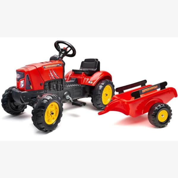 FALK Traktor na Pedały Supercharger z Przyczepą i Otwieraną Maską Czerwony 2-5 lat - 006