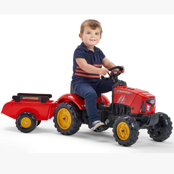 FALK Traktor na Pedały Supercharger z Przyczepą i Otwieraną Maską Czerwony 2-5 lat - 007