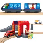 Tooky Toy Drewniana Kolejka Elektryczna Straż Pożarna Efekty Dźwiękowe 70 el. FSC - 008