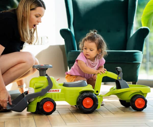 FALK Traktorek Claas Jeździk z Przyczepką Ładowarką i Łyżką - 004