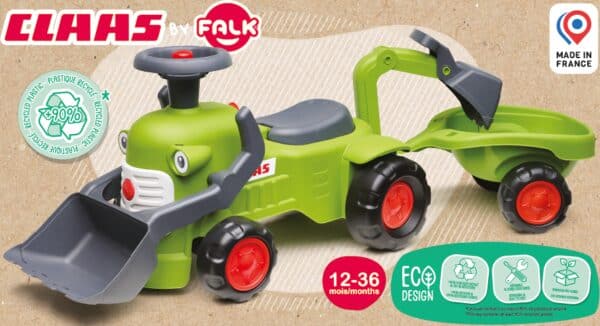 FALK Traktorek Claas Jeździk z Przyczepką Ładowarką i Łyżką - 011