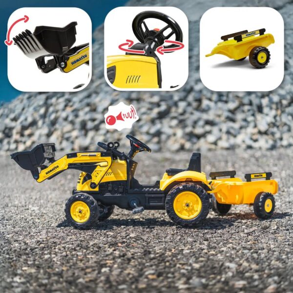 FALK Traktor na Pedały Koparka Komatsu z Przyczepą i Łyżką 2-5 Lat - 005
