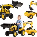FALK Traktor na Pedały Komatsu z Łyżką Koparką i Przyczepą 2-5 lat - 001