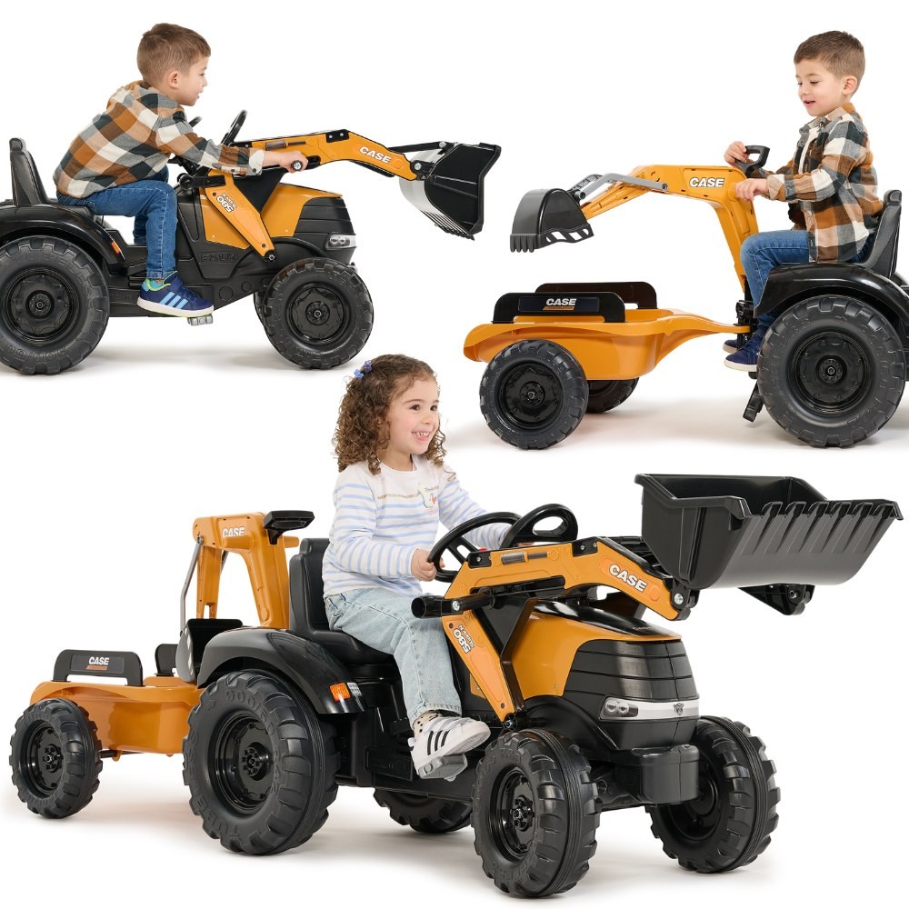 FALK Traktor na Pedały Case CE z Koparką Ładowarką i Przyczepą 3-7 lat - 001