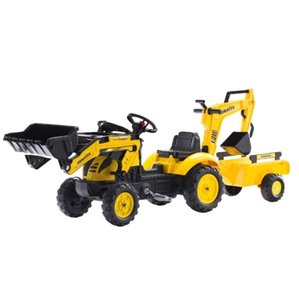 FALK Traktor na Pedały Komatsu z Łyżką Koparką i Przyczepą 2-5 lat - 007