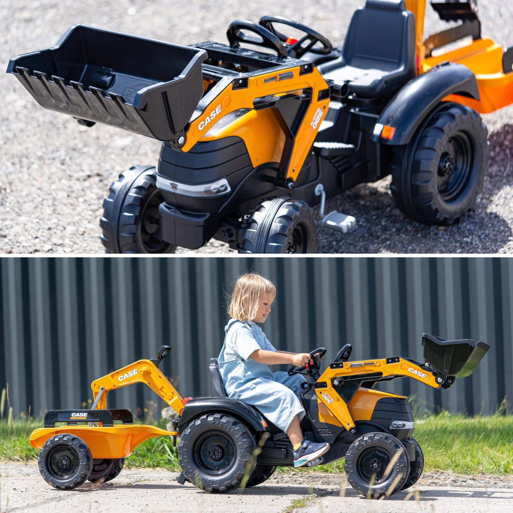 FALK Traktor na Pedały Case CE z Koparką Ładowarką i Przyczepą 3-7 lat - 003