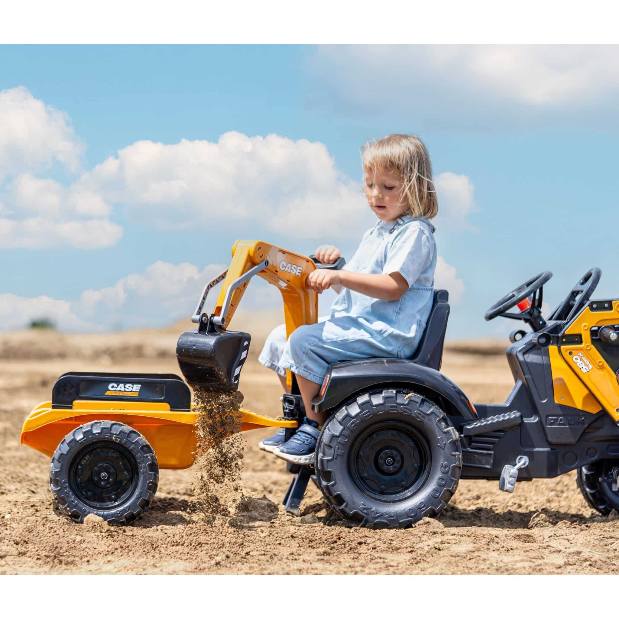 FALK Traktor na Pedały Case CE z Koparką Ładowarką i Przyczepą 3-7 lat - 006