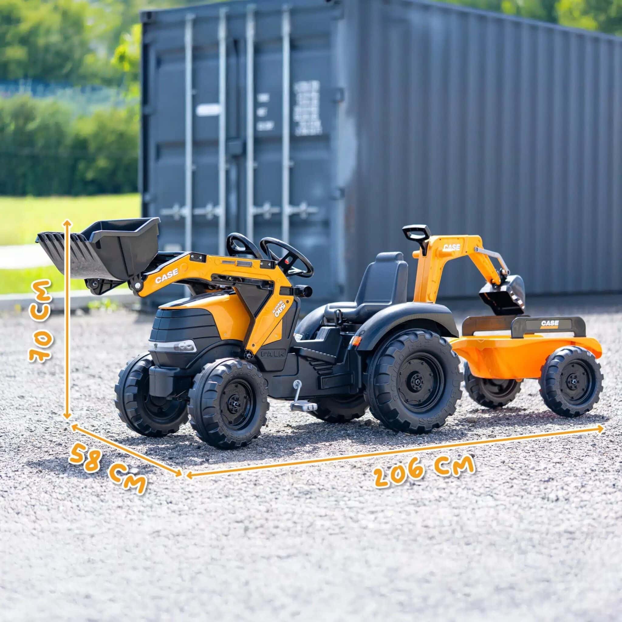 FALK Traktor na Pedały Case CE z Koparką Ładowarką i Przyczepą 3-7 lat - 009