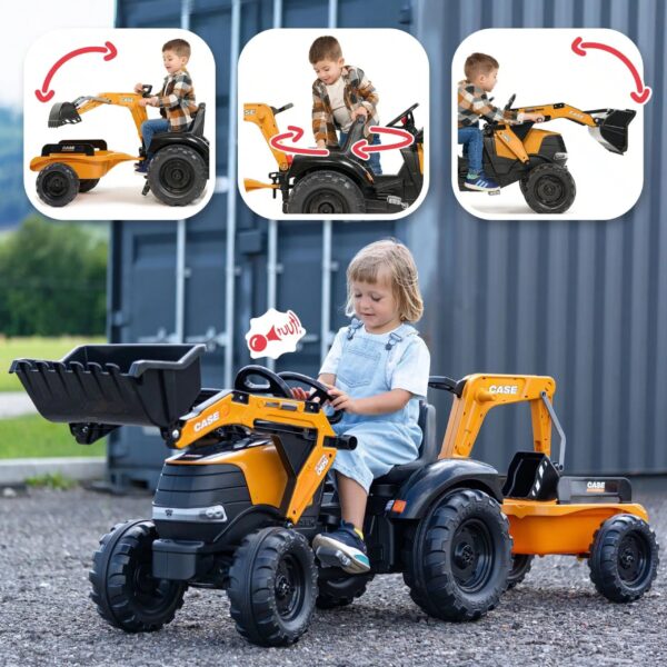FALK Traktor na Pedały Case CE z Koparką Ładowarką i Przyczepą 3-7 lat - 010