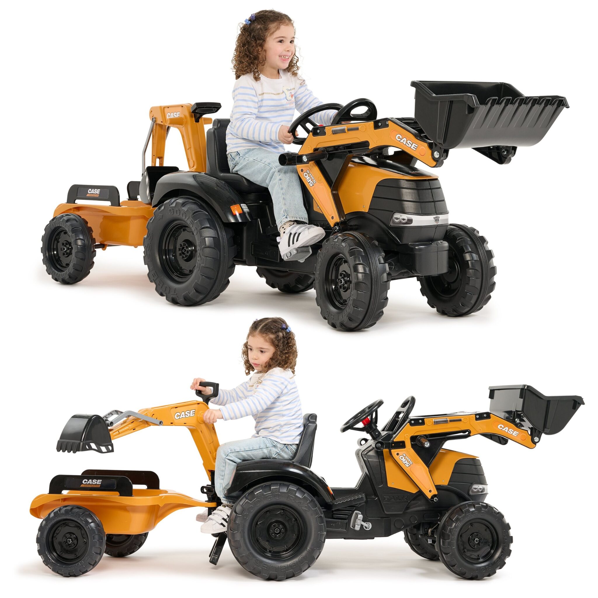 FALK Traktor na Pedały Case CE z Koparką Ładowarką i Przyczepą 3-7 lat - 012