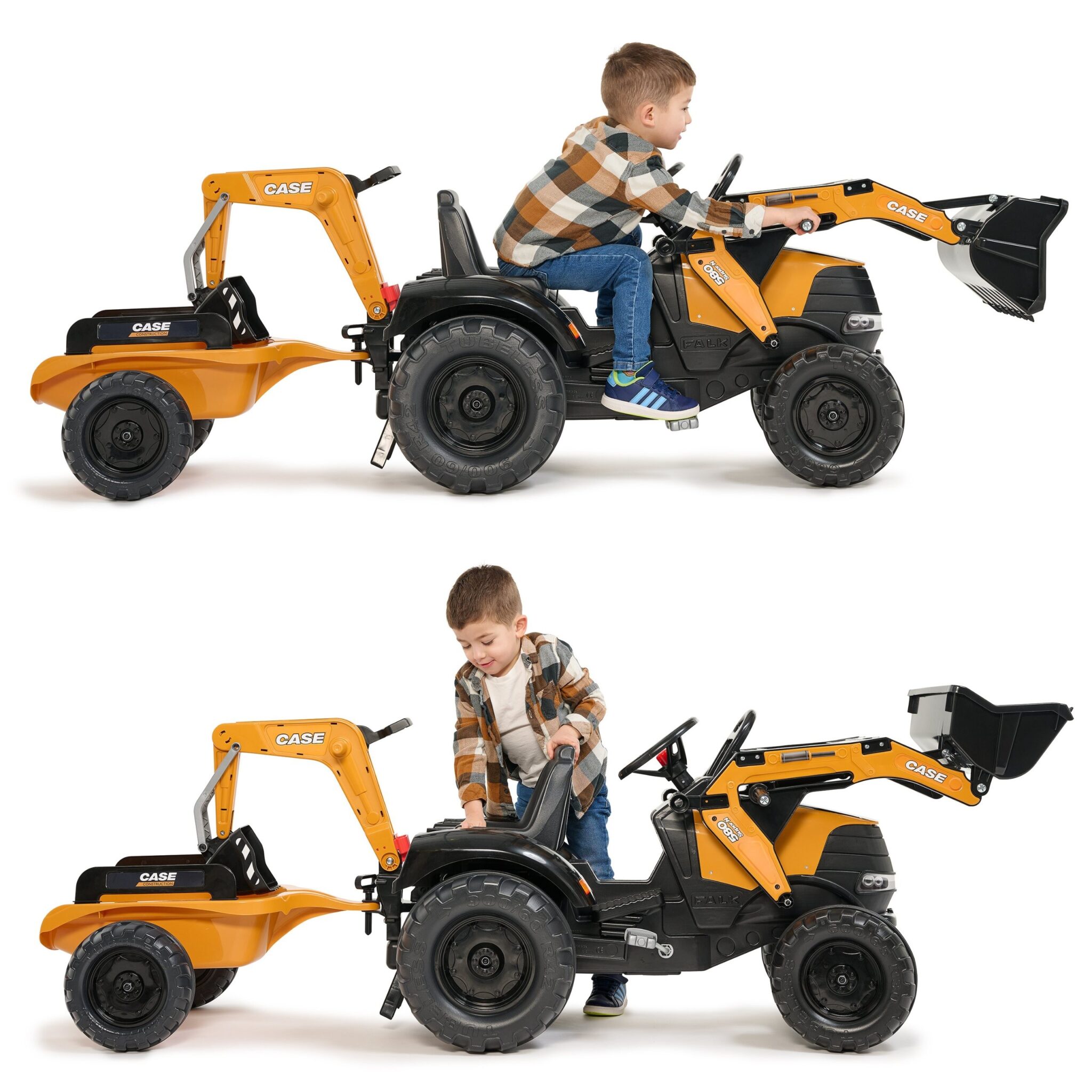 FALK Traktor na Pedały Case CE z Koparką Ładowarką i Przyczepą 3-7 lat - 013