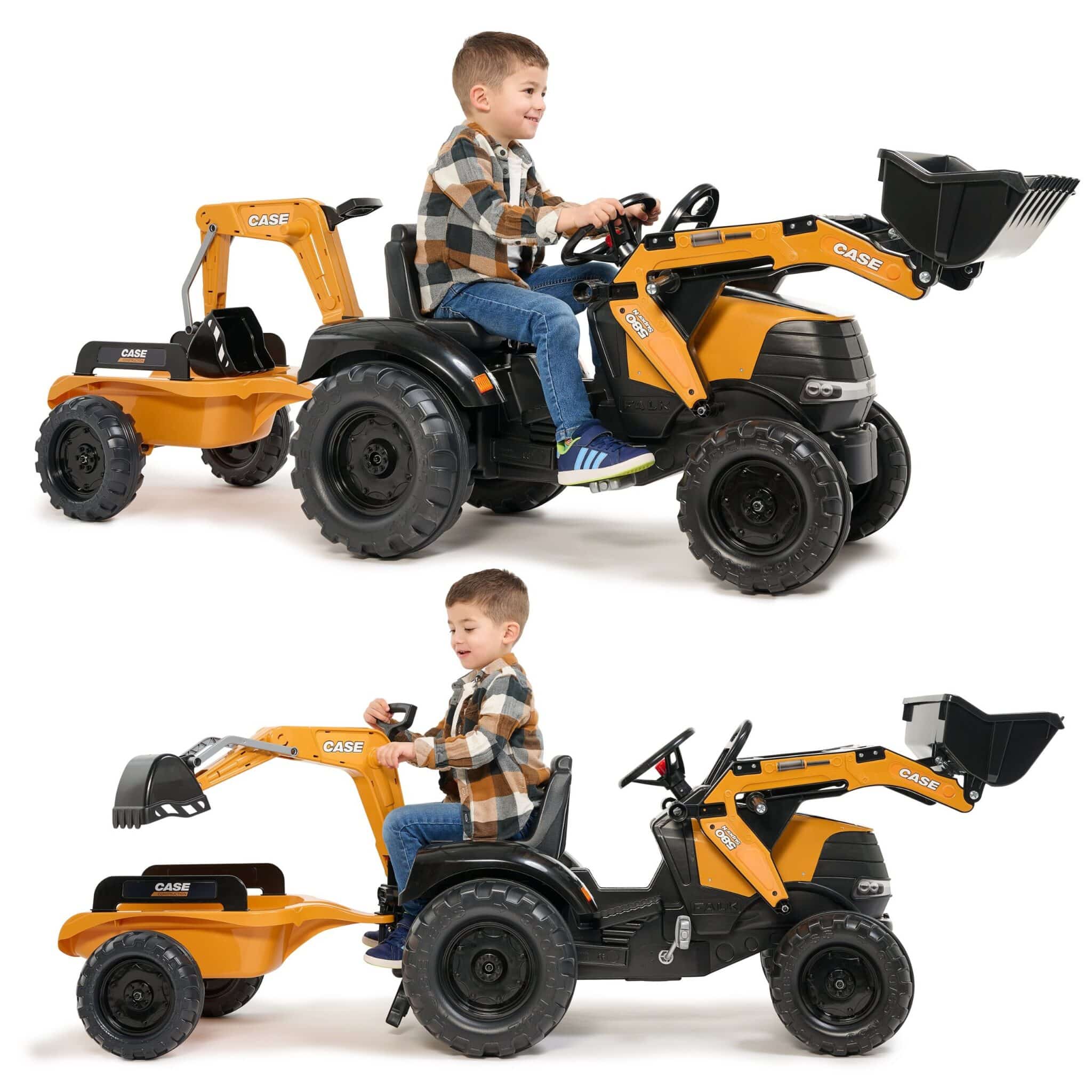 FALK Traktor na Pedały Case CE z Koparką Ładowarką i Przyczepą 3-7 lat - 014