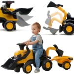 FALK Jeździk Traktor JCB z Przyczepą Grabkami i Łopatką Ciche Koła 1-3 lat - 001