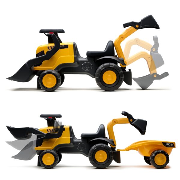 FALK Jeździk Traktor JCB z Przyczepą Grabkami i Łopatką Ciche Koła 1-3 lat - 003