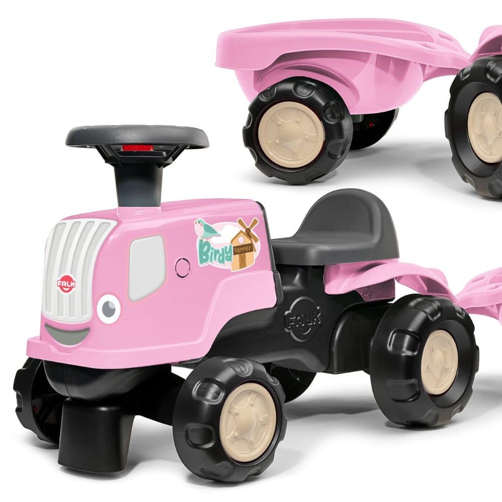 FALK Jeździk Traktor z Przyczepą Birdy Farm Różowy 1-3 lat - 001