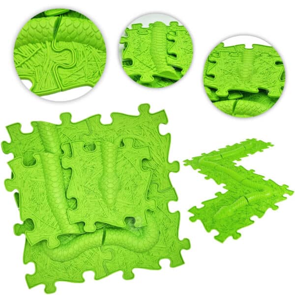 WOOPIE Mata Sensoryczna Ortopedyczna Puzzle Wąż Zielony 6 el. - 004