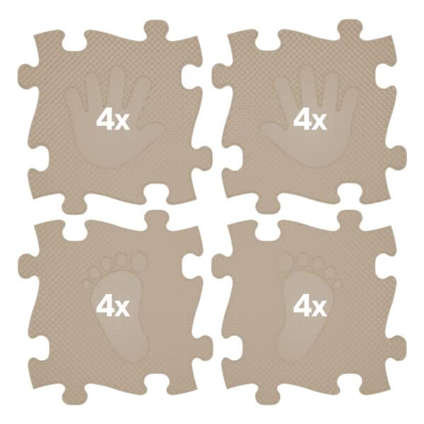 WOOPIE Mata Sensoryczna Ortopedyczna Puzzle Ręce i Nogi 16 el. - Kolor Beżowy - 002