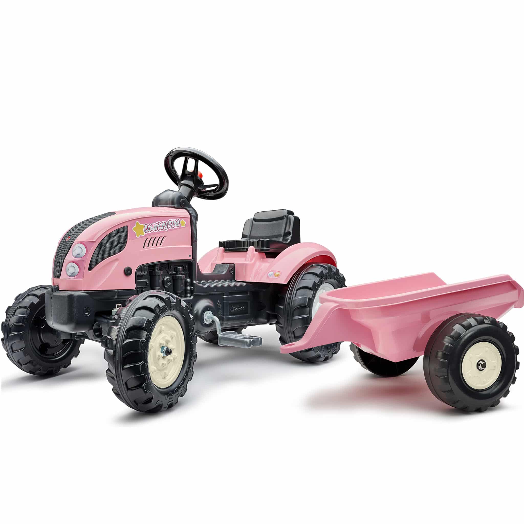 FALK Traktor Country Star Różowy na Pedały + Przyczepka i Klakson 2-5Lat. - 001