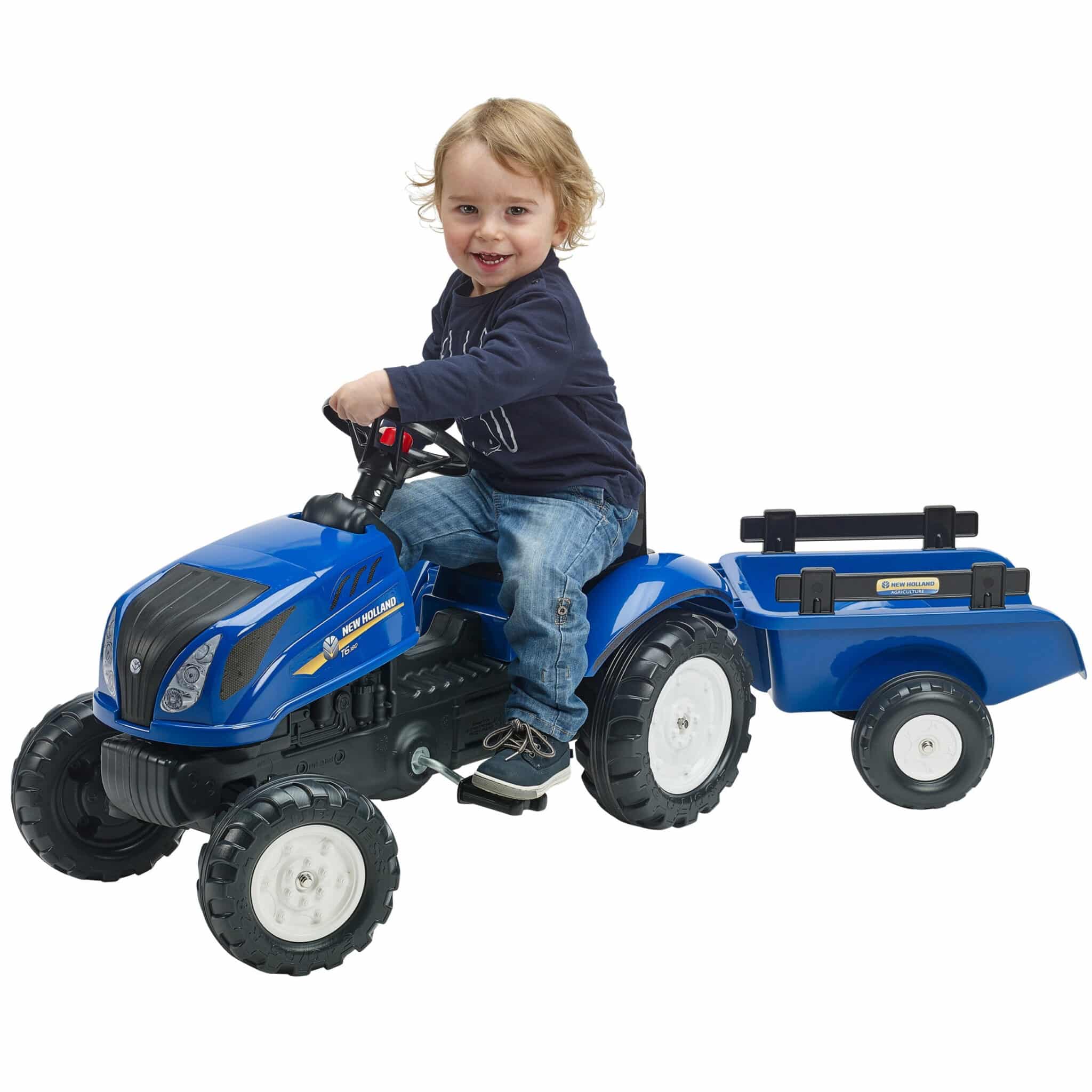 FALK Traktor na Pedały New Holland z Przyczepą i Otwieraną Maską 2-5 lat - 001