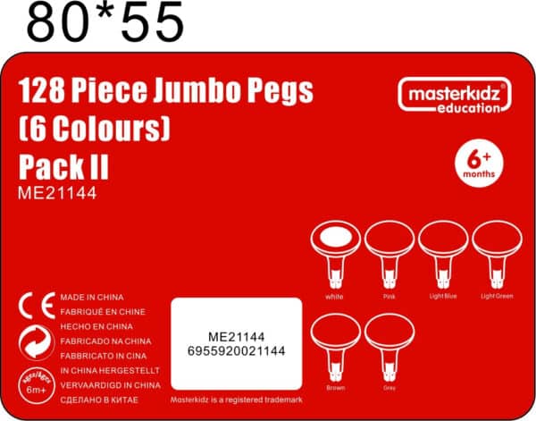 MASTERKIDZ Kolorowe Kołeczki Jumbo do Tablicy STEM 128 Szt. - 6 Kolorów - 004