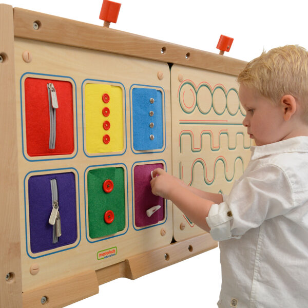export MASTERKIDZ Tablica Ścienna Otwieranie I Zamykanie Zamków Suwaki Guziki Montessori