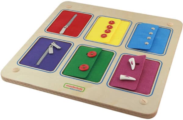 MASTERKIDZ Tablica Ścienna Otwieranie I Zamykanie Zamków Suwaki Guziki Montessori - 003
