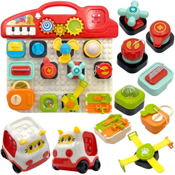 WOOPIE BABY Montessori Tablica Manipulacyjna Kolorowy Panel Aktywności - 001
