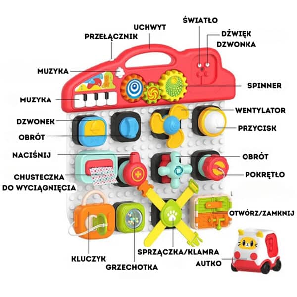 WOOPIE BABY Montessori Tablica Manipulacyjna Kolorowy Panel Aktywności - 008
