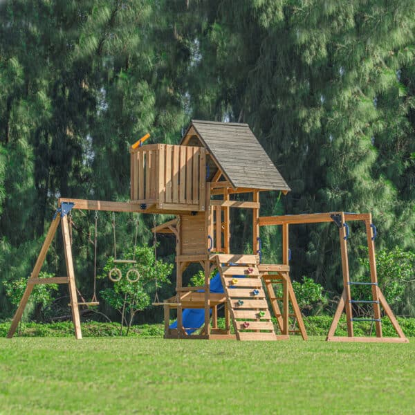 AXI Mitch play tower - Duży Plac Zabaw Drewniany Zjeżdżalnia Hustawki Ścianka Wspinaczkowa + Wieża - 005
