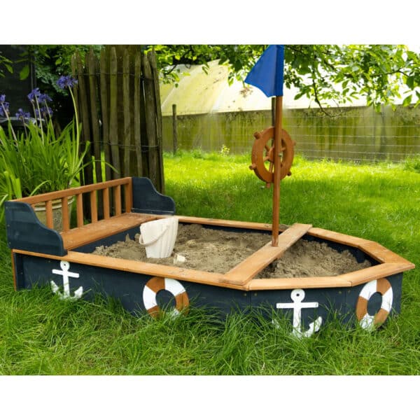 AXI Drewniana Piaskownica Statek Piracki Doris ze Schowkiem + Pokrowiec 153 cm - 003