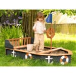 AXI Drewniana Piaskownica Statek Piracki Doris ze Schowkiem + Pokrowiec 153 cm - 007