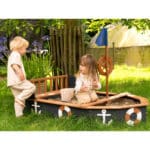 AXI Drewniana Piaskownica Statek Piracki Doris ze Schowkiem + Pokrowiec 153 cm - 008