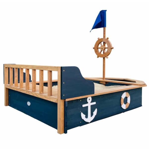 AXI Drewniana Piaskownica Statek Piracki Doris ze Schowkiem + Pokrowiec 153 cm - 012