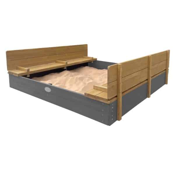 AXI Piaskownica XXL Ella 150x150 z Ławeczkami Szara - 001
